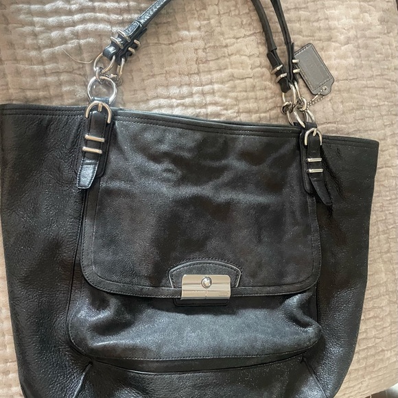 Coach Metallic Slate Leather Tote EUC - Picture 9 of 10